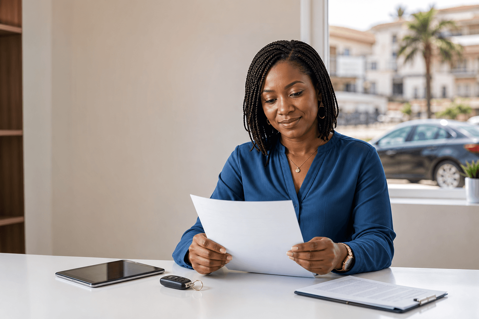 Responsable d’agence qui prépare un contrat de location